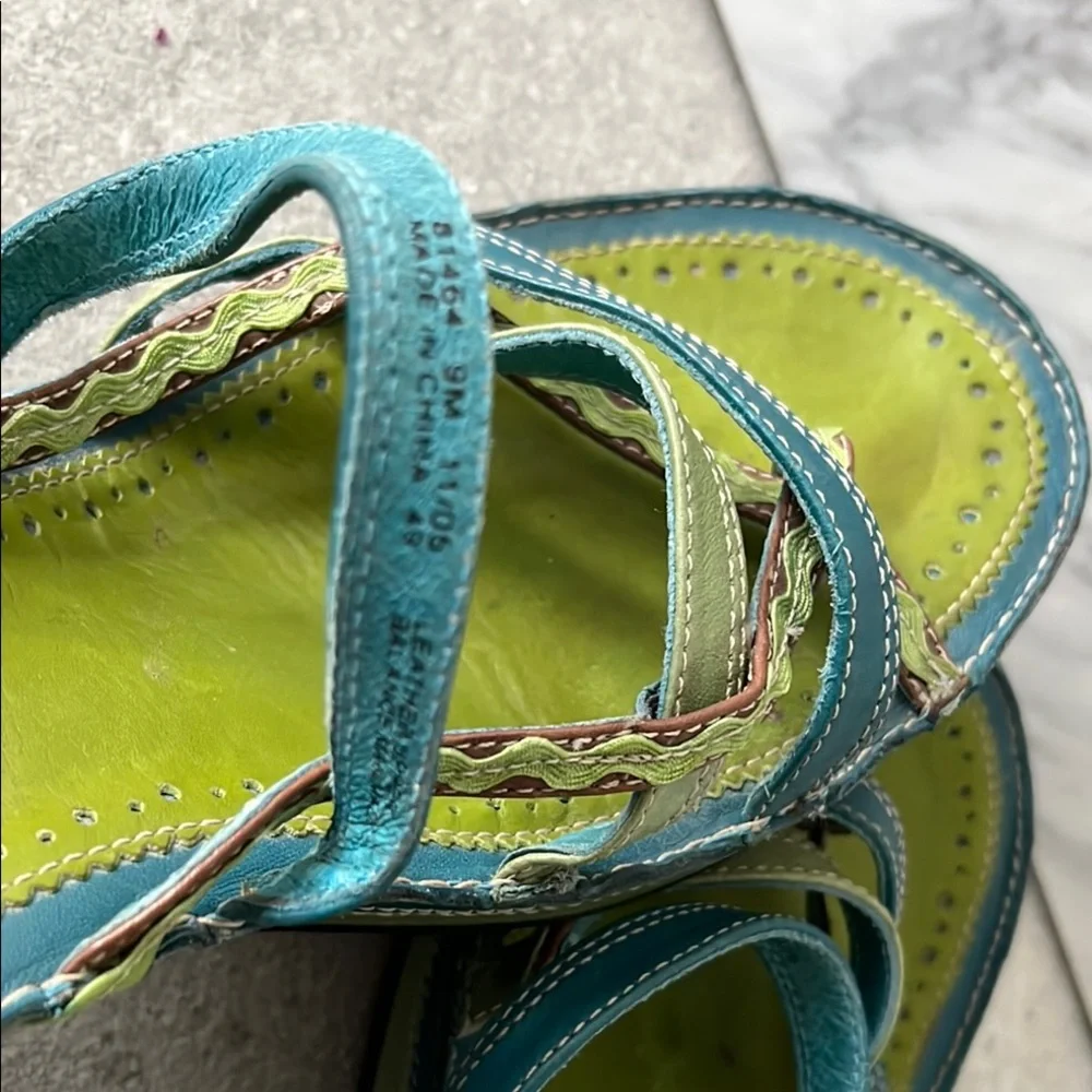 Stylish Green and Teal Women's Wedge Sandals - Picture 6 of 6